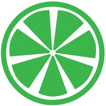 Green citrus slice SVG coaster design with white segment lines on a light gray background.