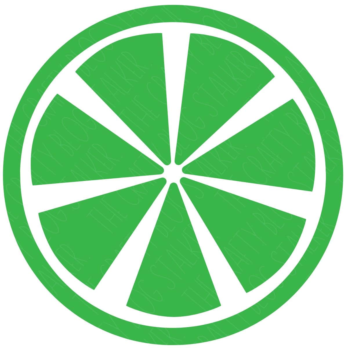 Green citrus slice SVG coaster design with white segment lines on a light gray background.