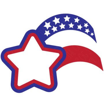 Red, white, and blue patriotic star design with shooting star stripes and white stars for a Fourth of July party favor craft.